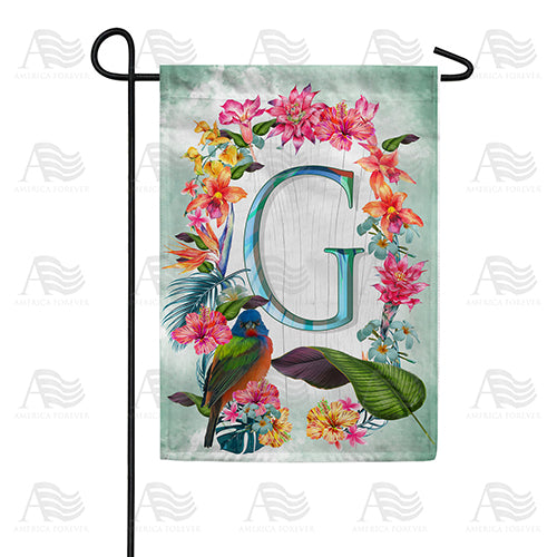 Island Flowers Monogram Double Sided Garden Flag