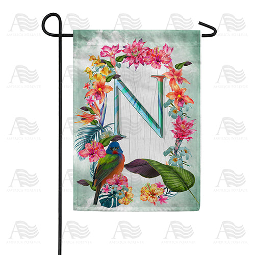 Island Flowers Monogram Double Sided Garden Flag
