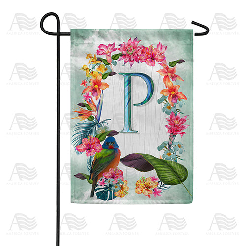 Island Flowers Monogram Double Sided Garden Flag