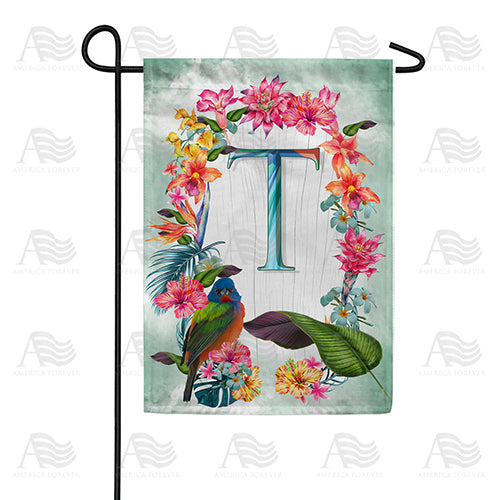Island Flowers Monogram Double Sided Garden Flag