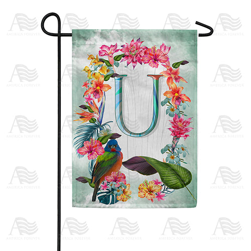 Island Flowers Monogram Double Sided Garden Flag