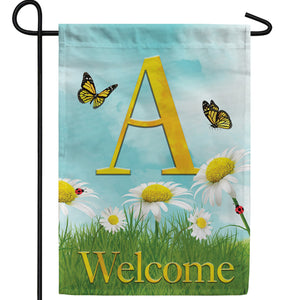 Loves Me, Loves Me Not Monogram Double Sided Garden Flag