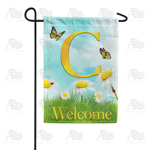 Loves Me, Loves Me Not Monogram Double Sided Garden Flag