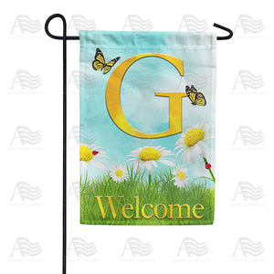 Loves Me, Loves Me Not Monogram Double Sided Garden Flag