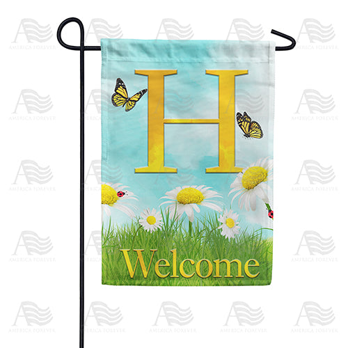 Loves Me, Loves Me Not Monogram Double Sided Garden Flag