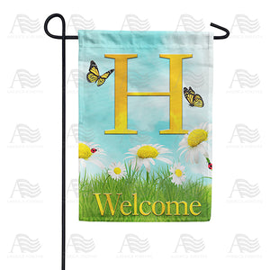 Loves Me, Loves Me Not Monogram Double Sided Garden Flag
