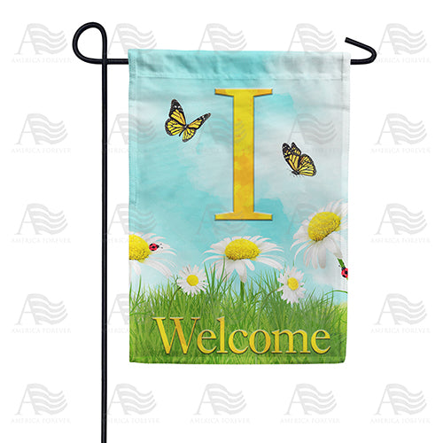 Loves Me, Loves Me Not Monogram Double Sided Garden Flag