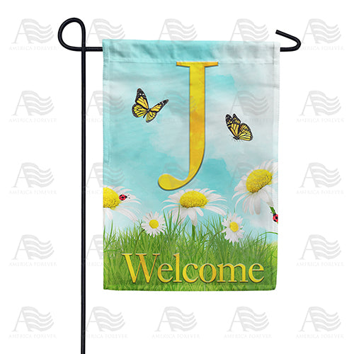 Loves Me, Loves Me Not Monogram Double Sided Garden Flag