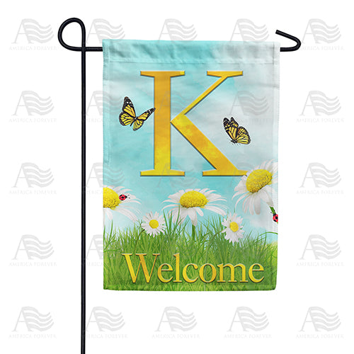 Loves Me, Loves Me Not Monogram Double Sided Garden Flag