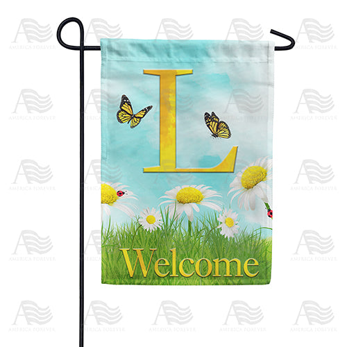 Loves Me, Loves Me Not Monogram Double Sided Garden Flag