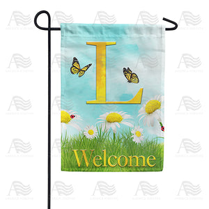 Loves Me, Loves Me Not Monogram Double Sided Garden Flag