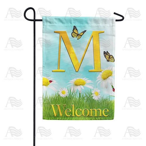 Loves Me, Loves Me Not Monogram Double Sided Garden Flag
