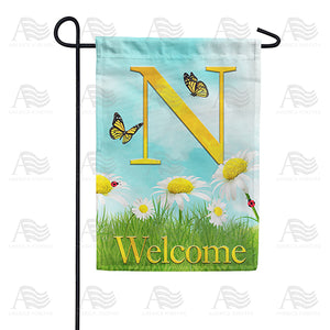 Loves Me, Loves Me Not Monogram Double Sided Garden Flag