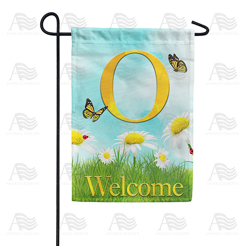 Loves Me, Loves Me Not Monogram Double Sided Garden Flag