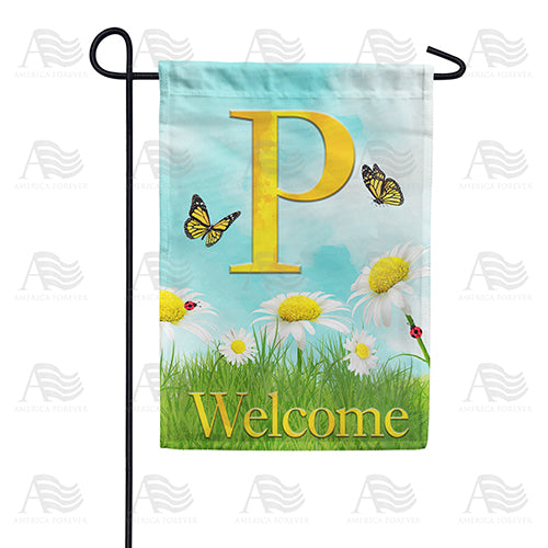 Loves Me, Loves Me Not Monogram Double Sided Garden Flag