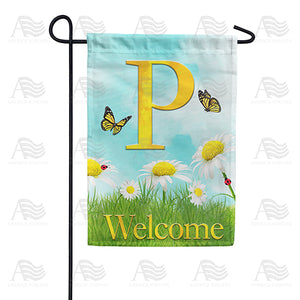 Loves Me, Loves Me Not Monogram Double Sided Garden Flag