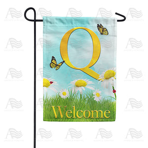 Loves Me, Loves Me Not Monogram Double Sided Garden Flag