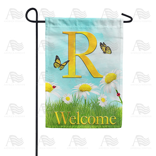 Loves Me, Loves Me Not Monogram Double Sided Garden Flag