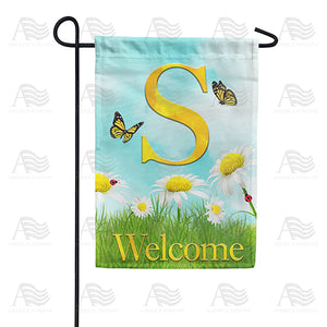 Loves Me, Loves Me Not Monogram Double Sided Garden Flag