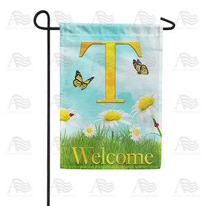 Loves Me, Loves Me Not Monogram Double Sided Garden Flag