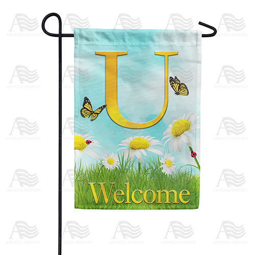 Loves Me, Loves Me Not Monogram Double Sided Garden Flag