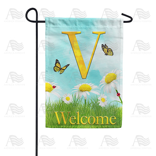Loves Me, Loves Me Not Monogram Double Sided Garden Flag