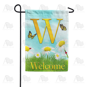 Loves Me, Loves Me Not Monogram Double Sided Garden Flag
