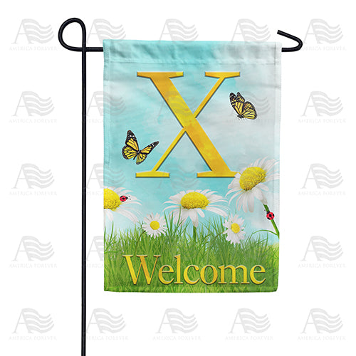 Loves Me, Loves Me Not Monogram Double Sided Garden Flag
