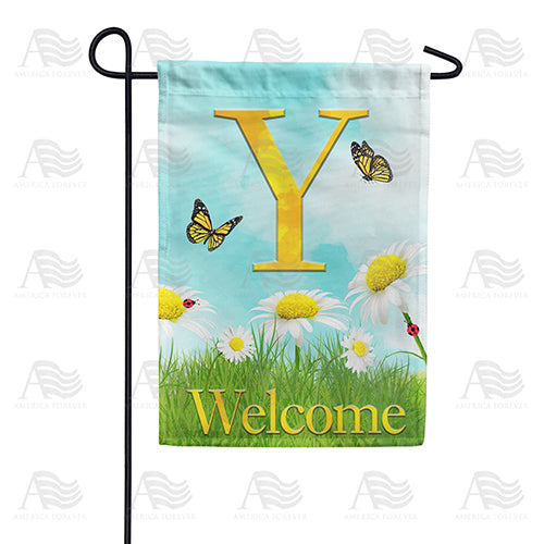 Loves Me, Loves Me Not Monogram Double Sided Garden Flag