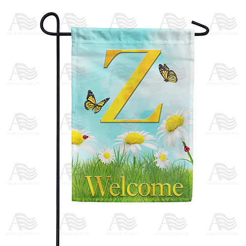 Loves Me, Loves Me Not Monogram Double Sided Garden Flag