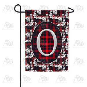 Elegant Red And Black Plaid Monogram Double Sided Garden Flag