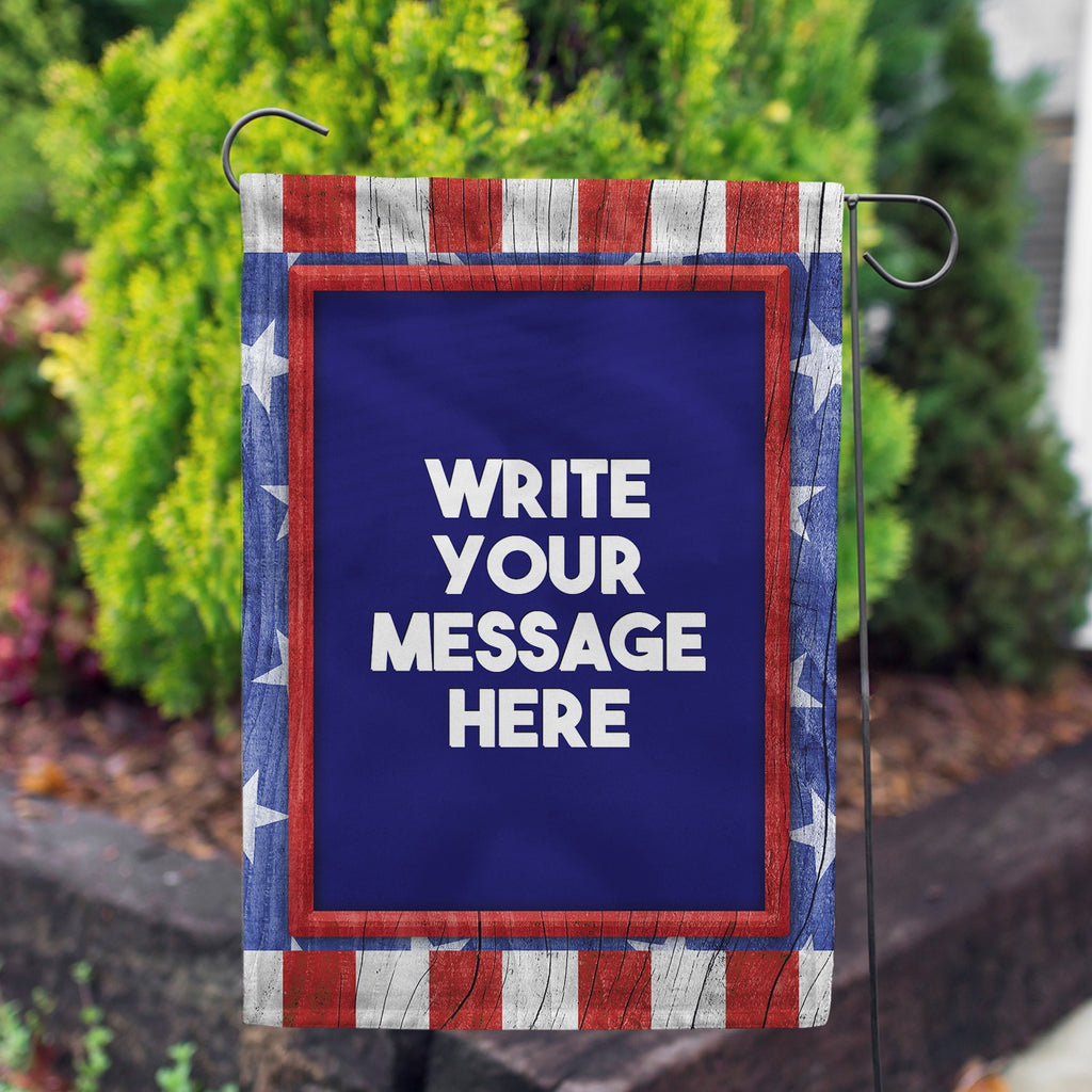 Personalized All American Old Wood Message Garden Flag