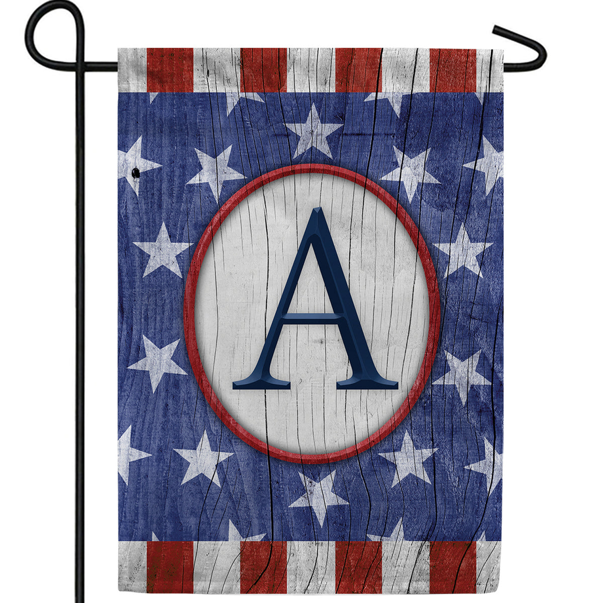 All American Old Wood Monogram Double Sided Garden Flag