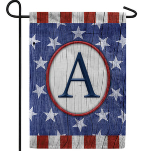 All American Old Wood Monogram Double Sided Garden Flag