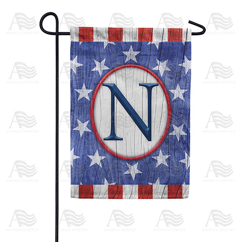 All American Old Wood Monogram Double Sided Garden Flag