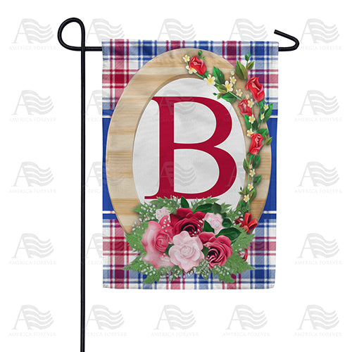 Roses On Wood Frame Monogram Double Sided Garden Flag