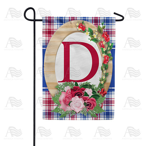 Roses On Wood Frame Monogram Double Sided Garden Flag