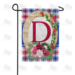 Roses On Wood Frame Monogram Double Sided Garden Flag