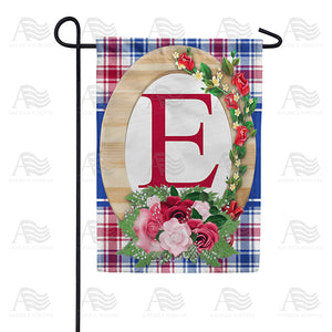 Roses On Wood Frame Monogram Double Sided Garden Flag