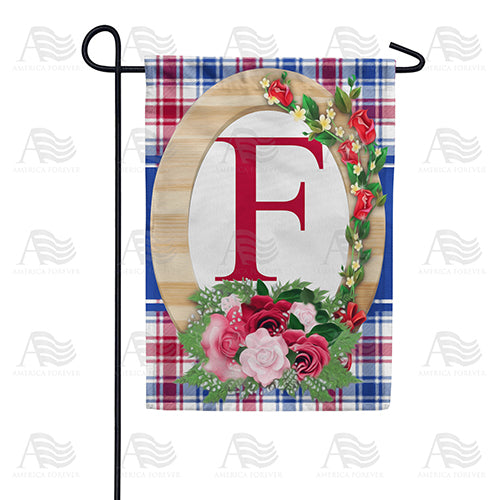 Roses On Wood Frame Monogram Double Sided Garden Flag