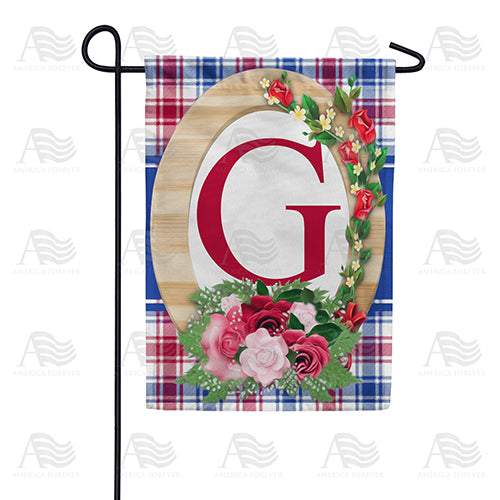 Roses On Wood Frame Monogram Double Sided Garden Flag
