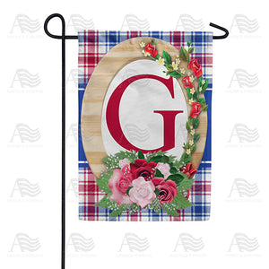 Roses On Wood Frame Monogram Double Sided Garden Flag