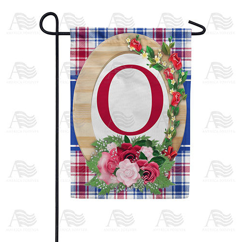 Roses On Wood Frame Monogram Double Sided Garden Flag