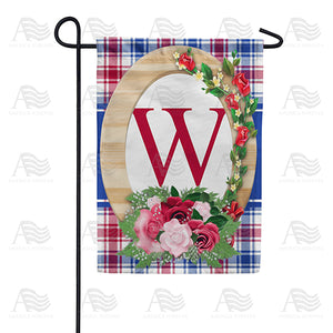 Roses On Wood Frame Monogram Double Sided Garden Flag