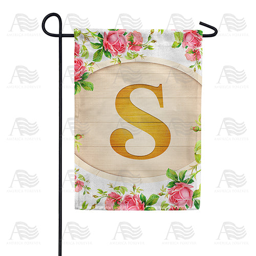Country Roses Monogram Double Sided Garden Flag