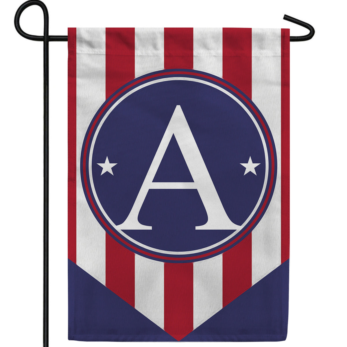 Red, White And Blue Emblem Monogram Double Sided Garden Flag