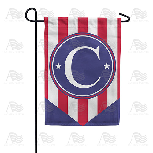 Red, White And Blue Emblem Monogram Double Sided Garden Flag