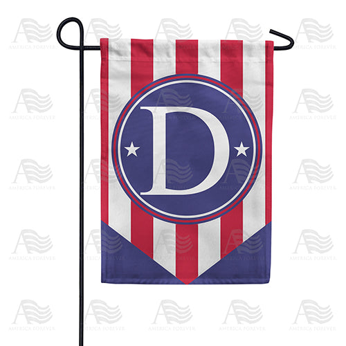 Red, White And Blue Emblem Monogram Double Sided Garden Flag