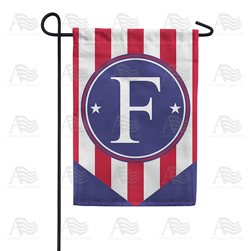 Red, White And Blue Emblem Monogram Double Sided Garden Flag