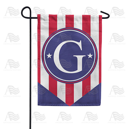 Red, White And Blue Emblem Monogram Double Sided Garden Flag
